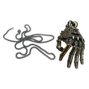 Handcrafted Mechanical Arm Pendant Necklace Lightweight Statement Movable Finger Joints Robot Hand Charm