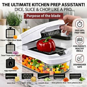 Multifunctional Vegetable Cutter Food Chopper Mandoline Slicer 5 in 1 Blades Easy Use Efficient Kitchen Tool