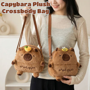 Capybara Plush Crossbody Bag Cartoon Phone Pouch Zipper Shoulder Bag Adjustable Strap Kids Gift
