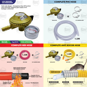 【NEW】MYHOM 182PLUS-SLM ANTI-LEAK & GAUGE LPG LOW PRESSURE GAS REGULATOR STOVE COOKER KEPALA TEKANAN RENDAH DAPUR GOLDEN FUJI MILUX