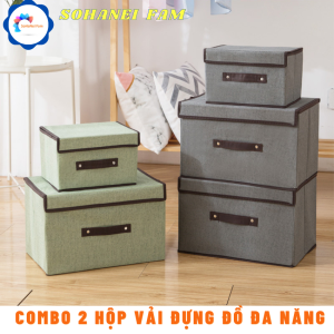 [HCM] Hộp Vải Đựng Đồ Đa Năng Cứng Cáp Có Nắp Đậy Túi Vải Lưu Trữ Chăn Mền Quần Áo Đồ Chơi - SOHANEI FAM