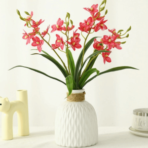 CANICECA 2 Fork Artificial Orchid Flower Simulation Floral Display Fake Silk Flower Pink Artificial Faux Plants Wedding Decoration