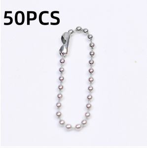 50PCS Ball Beads Chain Metal Hanging Chains Colored Ball Bead Keychain Necklace Bulk with Connectors