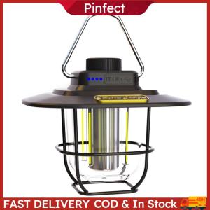 LED Hanging Camping Lamp Vintage Portable Emergency Light Stepless Dimming Waterproof IPX4 Rechargeable for Hiking Camp for Home