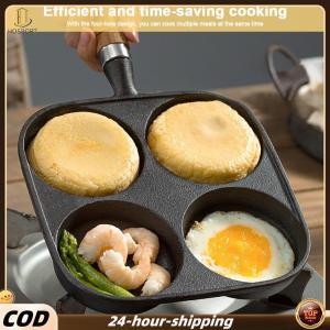 【HOSPORT】4 หลุมอาหารเช้าเบอร์เกอร์ไข่แพนเค้กไม้ด้ามไม้ที่ไม่ติดเครื่องครัวแพนแพนแพนสำหรับหม้อหุงเตาแก๊ส