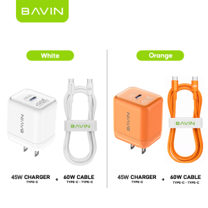 BAVIN PC2132 GaN 45W PD Mini USB-C Fast Charger Quick Wall Adapter w/ Data Cable Compatible for Android Devices & iPh 17