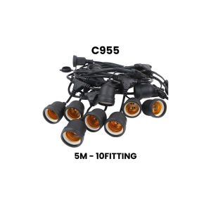 MD-C955 Kabel Fitting Lampu Gantung Outdoor 10 Meter 10 Fitting dengan Colokan / Fitting Lampu Hias