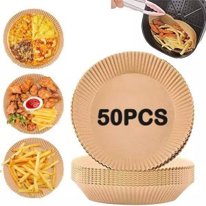 50/100pcs Air Fryer Disposable Paper Non Stick Air Fryer Baking Paper Anti Oil Inner Lining Paper Air Fryer Kitchen Accessories