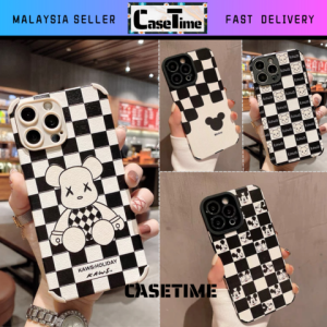Vivo Y30 Y50 V23e mickey bear black white boxes checkers cartoon cute soft case casing cover fon sarung 手机壳