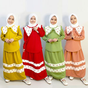 CARLINA Setelan Cherry Belova Baju dan Rok Panjang Set Anak Perempuan