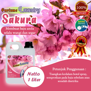 pewangi baju aroma sakura | pengharum baju ketika di setrika aroma sakura | parfume laaundry best seller aroma sakura kemasan 1 liter