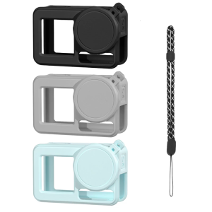 Linh hoạt Silicone bìa cho hành động 5pro máy ảnh antiscratch thiết kế chống sốc trường hợp ống kính bảo vệ với dây buộc