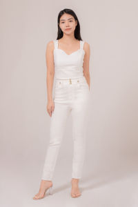 RIMINI - CCelana Jeans Wanita Putih Haigwaist Size XS-3XL - Rawline Pants 85630