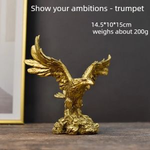 FFBH Resin Miniature Imitation Eagle Figurines Modern Creative Luxury Ornaments Original Funny Movable Indoor Homes Decorations 2B5Z7