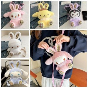 ORIGE HOUSE Cinnamoroll Kulomi  Plush Backpack Melody Rabbit Plush Doll Shoulder Bag Portable Handbag Cartoon Childrens School Bag Outdoor