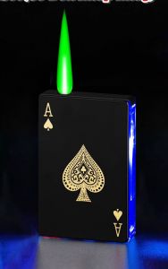 bật lửa khè hình lá bài có gương soi - đèn nhấp nháy - xài gas
