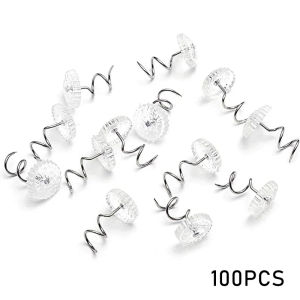 100Pcs Bedskirt Clear Twist Pins Sofa Spiral Positioning Nail Upholstery Fixation Push Pins