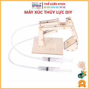 STEM lắp ráp Tiểu học: Mô hình Máy Xúc Thủy Lực gỗ DIY. Đồ chơi giáo dục khoa học sáng tạo cho trẻ tiểu học. STEMSANPI