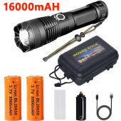 100000 lumens 16000mAH LED Powerful Flashlight Alloy Body 5 Lighting Modes Type-C Torch Light Tactical Flashlights Lampu Suluh Super Bright Rechargeable Lampu Suluh Paling Terang Dan Jauh 手电筒 强光 led 远射 可充电 - Lazada