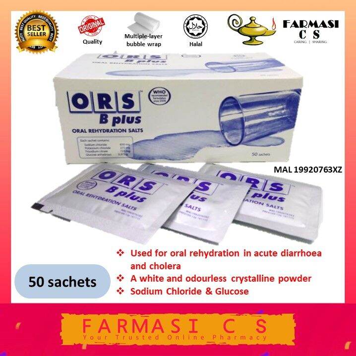 Ors B Plus Oral Rehydration Salts 50 Sachets Original Exp082024 Air Garam Electrolyte 8321