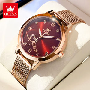 OLEVS official original authentic womens watch 2026 new waterproof luxury brand fashion casual diamond rose gold quartz watch high hardness glass mirror steel strap gift for girlfriend