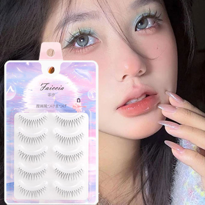 5 cặp Hàn Quốc Manga Lông Mi Mềm lông mi tự nhiên Dày Lông mi giả Anime ...