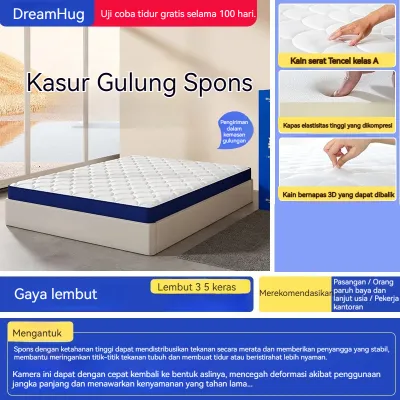 CUTEHOME Kasur Lipat Anti Stres Pelindung Tulang Belakang Kasur Katun Memori Lateks Sutra Susu Ukuran Single/Super Single Queen King