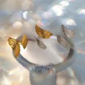 Hmeme Sáng tạo vòng thép titan phụ kiện trang sức của phụ nữ retro sáng tạo cánh thép không gỉ hình học phóng đại mở vòng