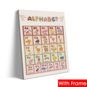 (Đồng Với Khung) Giáo Dục Canvas Poster Boho Alphabet Số 1-100 Biểu Đồ Tường Nghệ Thuật Trẻ Em Học Sớm Cho Phòng Chơi Phòng Mẫu Giáo Trang Trí Phòng