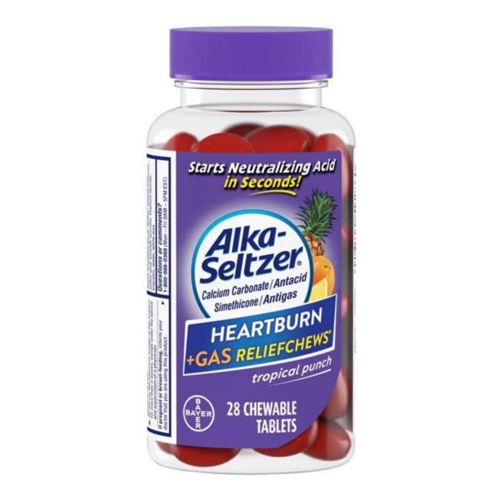 Bayer AlkaSeltzer Heartburn+Gas Reliefchews Tropical Punch, 28