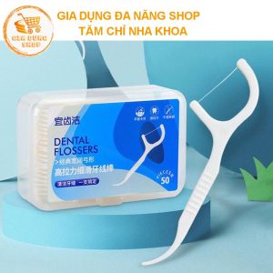 Tăm chỉ nha khoa vệ sinh răng miệng hộp 50 cây