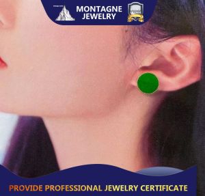 Montagne Jewelry Burma Jade Stud Earrings 18k Pure Gold Earring Elegant Design Fine Jewellery Natural Grade A 11mm Jadeite Earrings