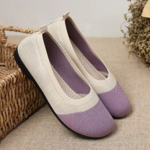 Breathable WomenS Cloth Shoes Casual Simple Color-Block Soft Sole Shoes New Comfortable Slip-On Shoes