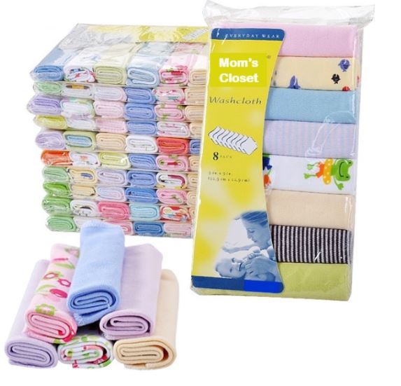 8-pc Hanky Wash Cloth (Cotton) Face Towel Newborn Square Handkerchief ...