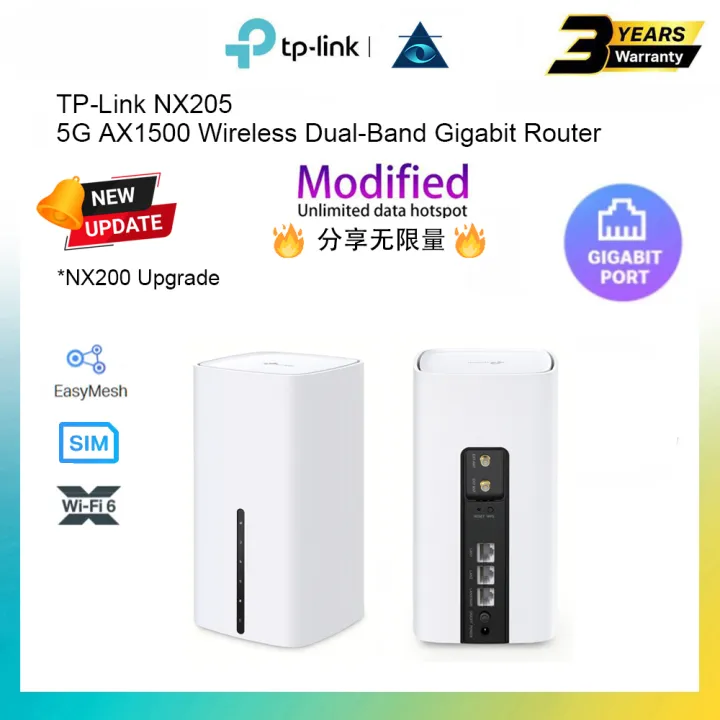 TP-Link Archer NX205 5G AX1500 Wireless Dual-Band Gigabit Sim Card Router Unlimited Modifed