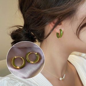Elegant Drip Glaze Hoop C-shaped Earrings Geometric Ear Rings Light Luxury Earrings