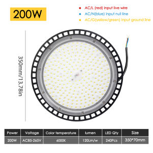 Hunta AC85-265V Led UFO High Bay Light 100W/200W Super Bright Chandeliers Industrial Lamp Waterproof Sunlight Warehouse Lamp