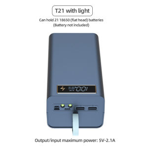 Hộp Đựng Pin 21*18650 Hộp Sạc Dự Phòng Không Dây Pd Đèn Pin Vỏ USB Kép Tự Làm Có Thể Tháo Rời