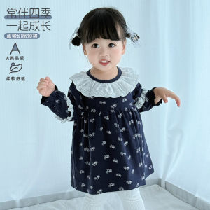 Pure Cotton a Girls autumn long-sleeve princess-style dress A Autumn dress with a sweet and stylish hem