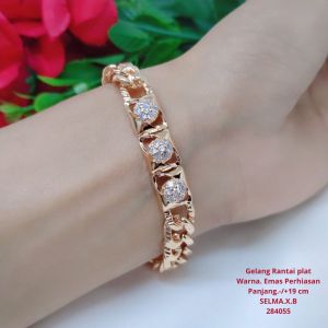 Gelang rantai Aksesoris Fashion Wanita Cocok Untuk Sehari Gelang Rantai Plat Titanium Tembaga Xuping  Perhiasan Aksesoris Lapis Emas Tidak Mudah Luntur G21-8Bhari