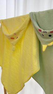 Absorbent Bath Robe hooded design absorbent use as stated coral fleece stated in source cartoon design offers wearable coverage after bathing for bathroom spa or travel use bath robe