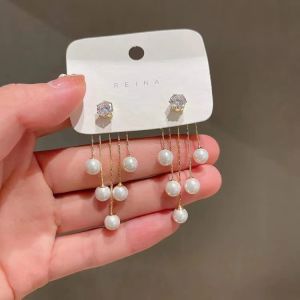 Fashionable Ring Gift 高级感珍珠流苏耳环女小众设计一款两戴耳钉气质网红轻奢耳饰耳环