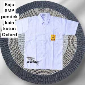 seragam sekolah SMP lengan pendek baju putih smp bet/logo bordir