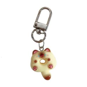 Cat Shapes Keychain Pendant Elegant Doughnuts Animal Charm Key Rings Handmade Key Chain Ornament for Bag and Phone