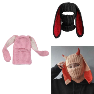 Halloween Balaclava Long Bunny Ears Hat Funny Beanie Hat Rabbit Ears Balaclava Skullies Beanie Long Ear Hat Bunny Hat