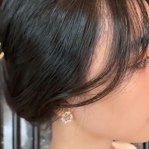 Anting Reben🎀 O Shape Bow Zircon Pearl Earrings Elegant Fashion Jewelry Luxury Women Accessories