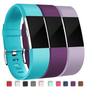 3 Pack Replacement Silicone Soft Silicone Watch Band Wrist Strap For Fitbit Charge 2 Ruber Band