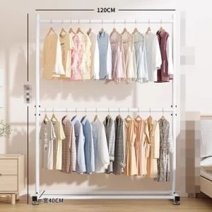 SHENAR !! GANTUNGAN 2 TINGKAT /RAK GANTUNGAN BAJU BESI 2 SUSUN ESTETIK / MINIMALIS ADA UKURAN RAK GANTUNGAN BAJU GAWANGAN BERDIRI DOUBLE HANGER