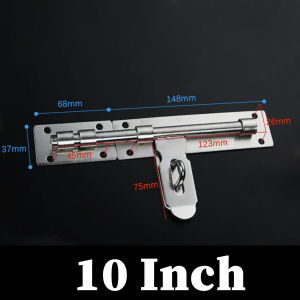 Heavy Duty Stainless Steel Surface Mount Bolt Latch for Garage Door with Padlock 10 12 14 Inch