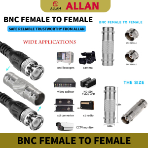 2PCS ALLAN BNC Female to BNC Female CCTV Security Camera Adapter Coupler Straight Extender Connector